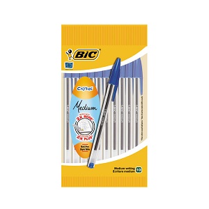 Canc.Penne Bic Crist.Pouch Blu 10pz